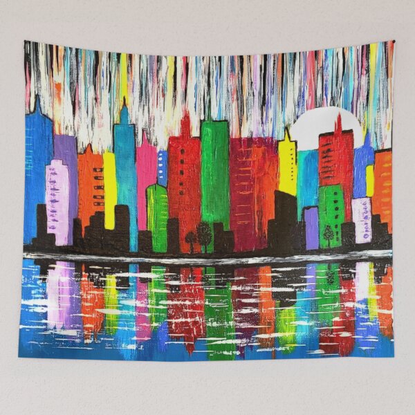 Item preview, City Reflection Original Painting  designed and sold by RagWeasel.