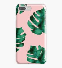Tropical fern leaves on peach iPhone 7 Plus Case
