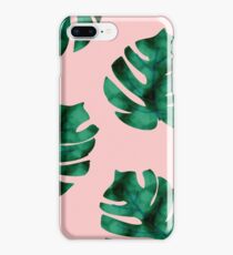 Tropical fern leaves on peach iPhone 8 Plus Case