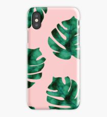 Tropical fern leaves on peach iPhone Case/Skin