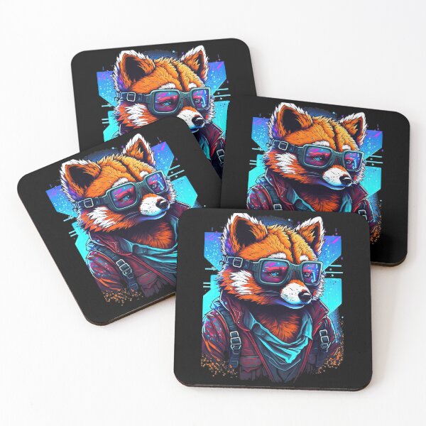 Item preview, Retrowave Malinois Red Panda with Glasses designed and sold by WilWestGirlz.