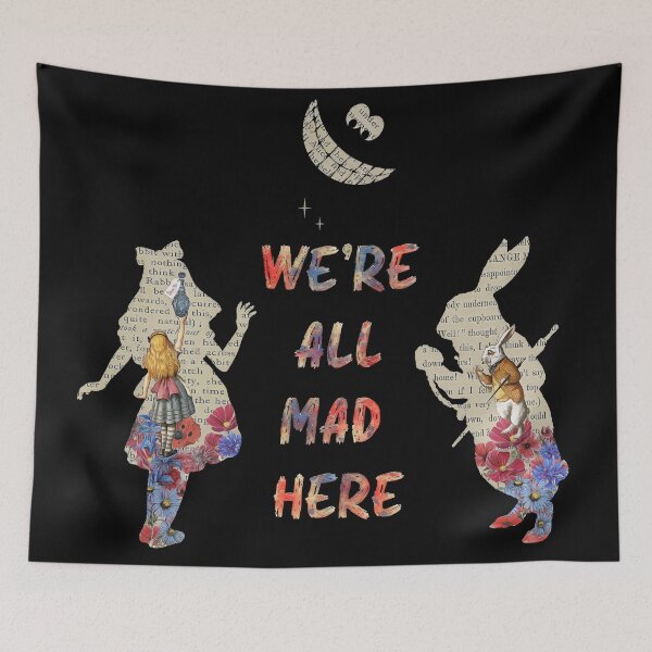 Item preview, Vintage Alice in Wonderland Silhouette Art - We're All Mad Here designed and sold by maryedenoa.