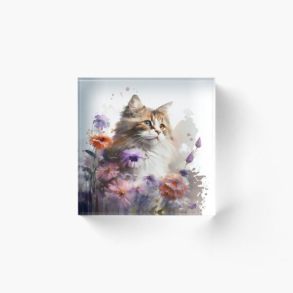 Item preview, Cuadro al óleo GATO Y FLORES designed and sold by Lobory.