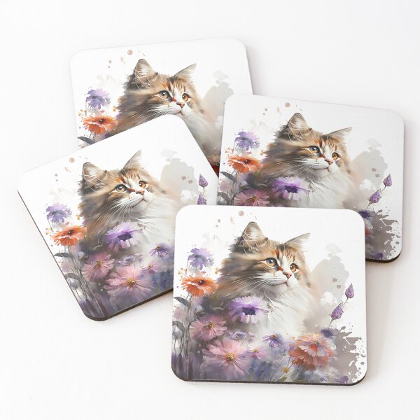Item preview, CAT AND FLOWERS oil painting designed and sold by Lobory.