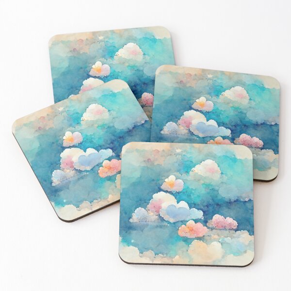 Item preview, pink and blue soft puffy heart clouds designed and sold by cynino.