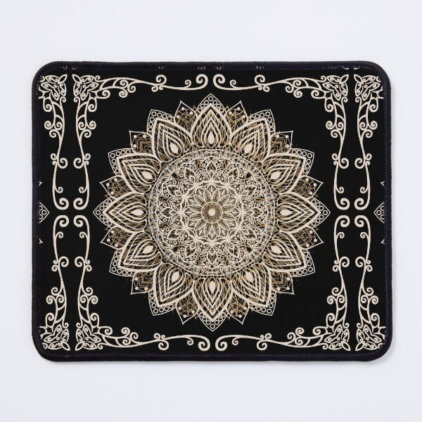 Item preview, Black and Golden Beige Luxury Mandala Floral Pattern designed and sold by SoccaTamam.