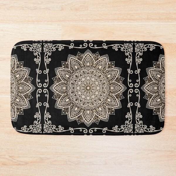 Item preview, Black and Golden Beige Luxury Mandala Floral Pattern designed and sold by SoccaTamam.
