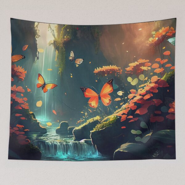 Item preview, Magical Butterflies Valley by the Waterfall M1 designed and sold by Goddess888.