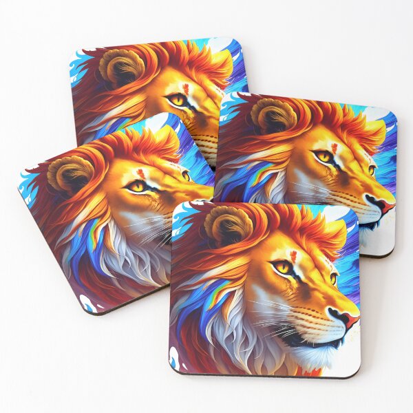 Item preview, Splash multicolored art a lion head. AI generated illustration designed and sold by IuriiVlasenko.