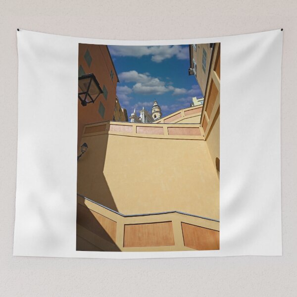 Item preview, old staircase and church tower perspective in Menton France  designed and sold by goceris.