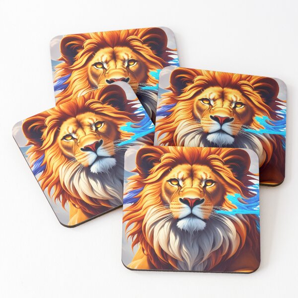 Item preview, Splash multicolored art a lion head. AI generated illustration designed and sold by IuriiVlasenko.