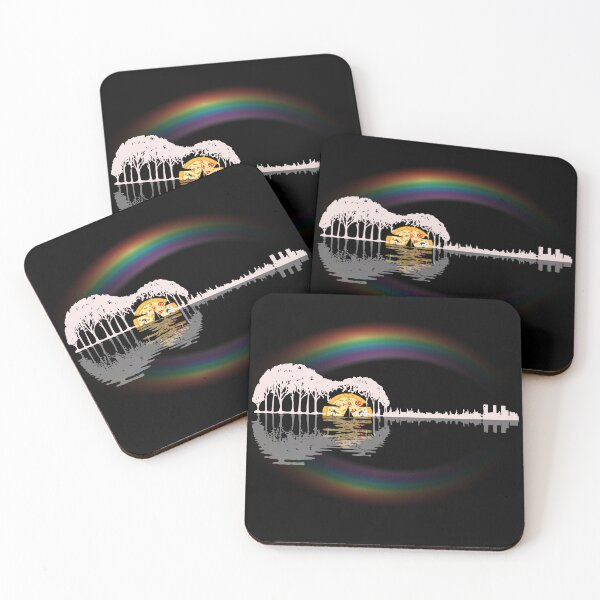 Item preview, Water Reflection Of Forest Shaped Guitar Pizza Sun Set Rainbow designed and sold by Ngan-Jasmine.