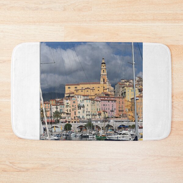 Item preview, Port with sailboat and yacht in Menton France designed and sold by goceris.