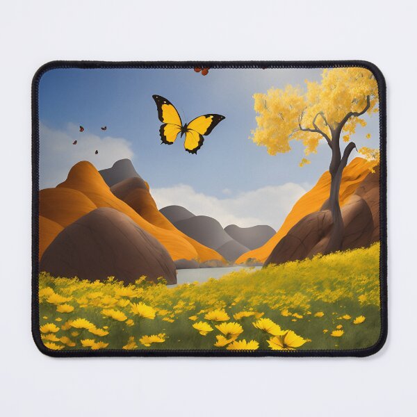 Item preview, Yellow paper flower and butterfly landscape designed and sold by cuprum.