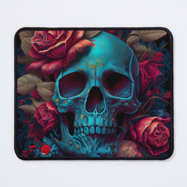 Item preview, Blooming Bones - Blue Skull with Flowers designed and sold by ZickDezine.