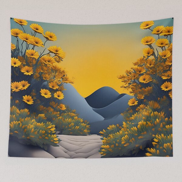 Item preview, Yellow paper flower desert landscape designed and sold by cuprum.