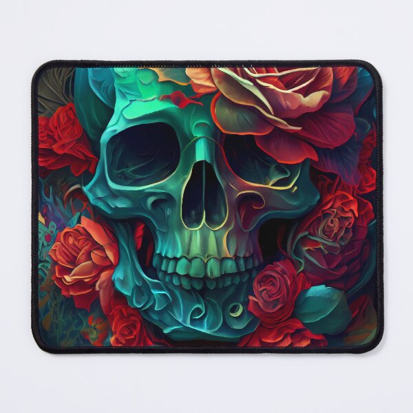 Item preview, Blooming Bones - Blue Skull with Flowers designed and sold by ZickDezine.