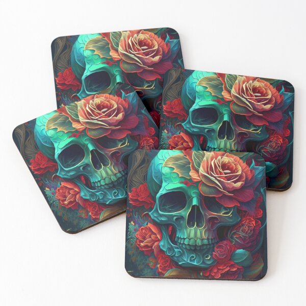 Item preview, Blooming Bones - Blue Skull with Flowers  designed and sold by ZickDezine.