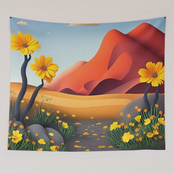 Item preview, Yellow paper flower desert landscape designed and sold by cuprum.