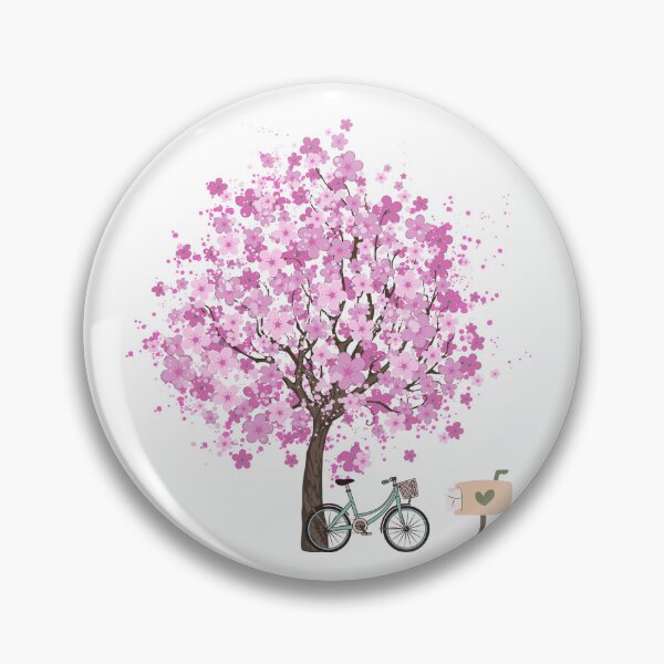 Item preview, Cute japanese Cherry Tree with Classic Bike and Mailbox Drawing designed and sold by Hohohaxi.