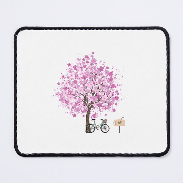 Item preview, Cute japanese Cherry Tree with Classic Bike and Mailbox Drawing designed and sold by Hohohaxi.