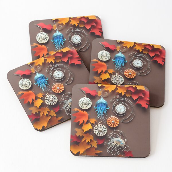 Item preview, Jellyfish and Autumn leaves paper art designed and sold by cuprum.
