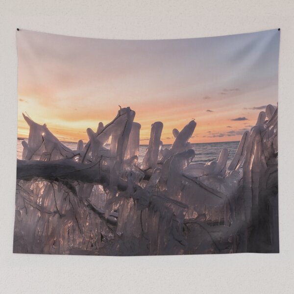 Item preview, Lakeside Sunup with Ice Sculptures Perfect for Nature Lovers designed and sold by Georgia Mizuleva.