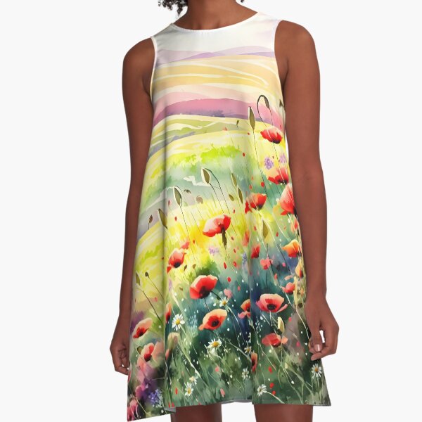 Item preview, Watercolor wildflower meadow designed and sold by FlowersByAga.