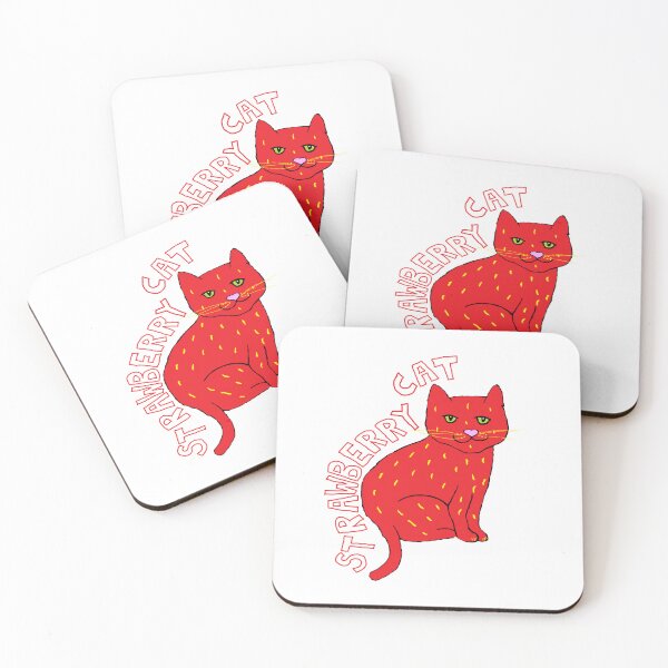 Item preview, Strawberry cat pink and red cats fruity designed and sold by MiowandMolly.