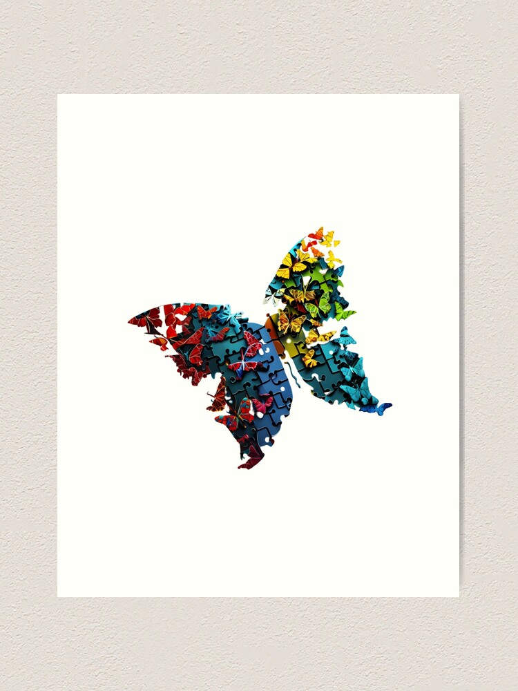 Butterfly in colors red blue yellow green