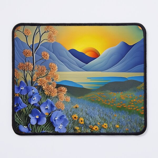 Item preview, Blue paper flower desert landscape designed and sold by cuprum.