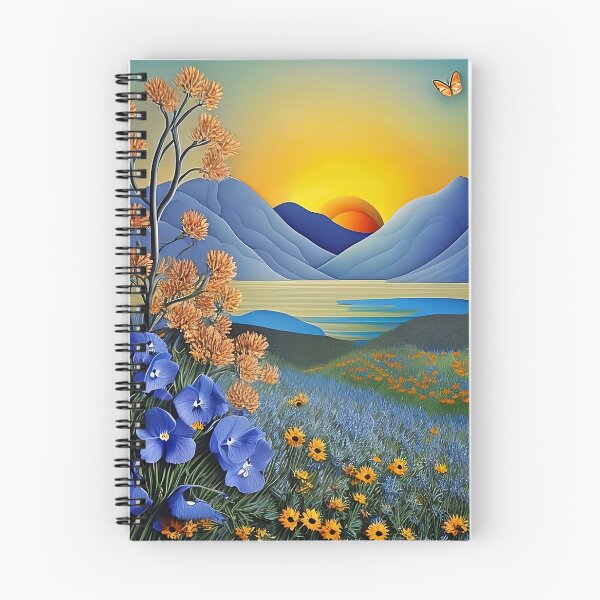 Item preview, Blue paper flower desert landscape designed and sold by cuprum.
