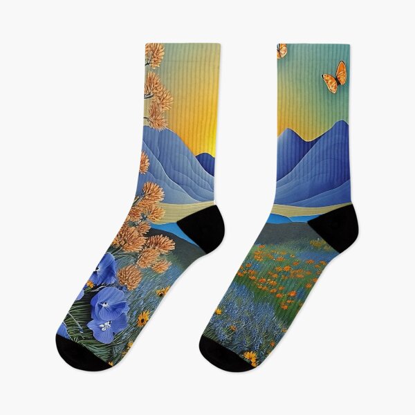 Item preview, Blue paper flower desert landscape designed and sold by cuprum.