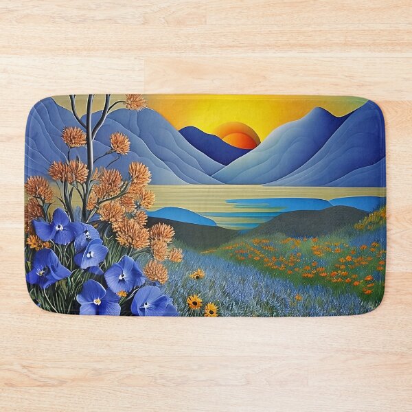 Item preview, Blue paper flower desert landscape designed and sold by cuprum.