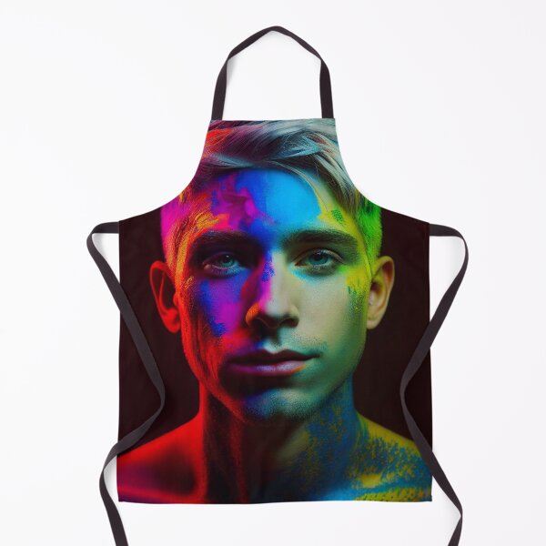 Item preview, Luminous Beauty: A Portrait of a Man with Colorful Lights designed and sold by PenguiQueer.
