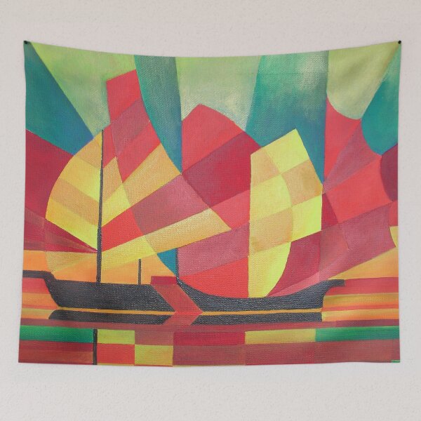 Item preview, Cubist Abstract of Junk Sails and Ocean Skies designed and sold by taiche.