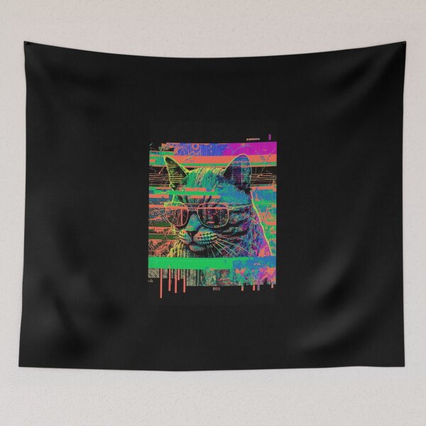 Item preview, GLITCH PUNK ART Cool Cat designed and sold by RESToRAPTOR.