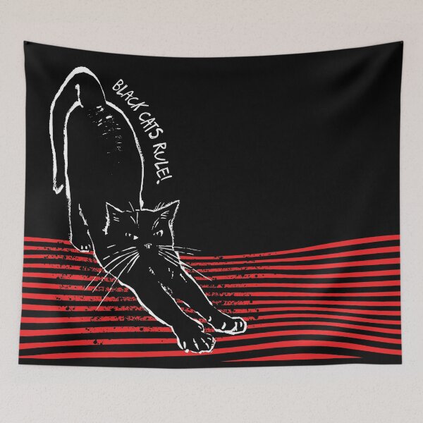 Item preview, Black cat in vintage linocut style designed and sold by kazimido.