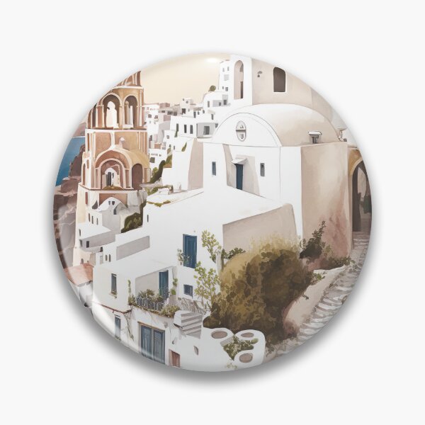 Item preview, Oia Santorini Greece Landscape Illustration designed and sold by unrealartwork.