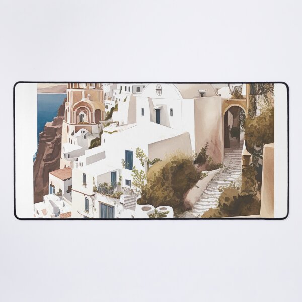 Item preview, Oia Santorini Greece Landscape Illustration designed and sold by unrealartwork.