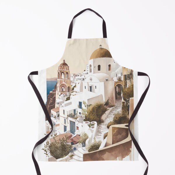 Item preview, Oia Santorini Greece Landscape Illustration designed and sold by unrealartwork.