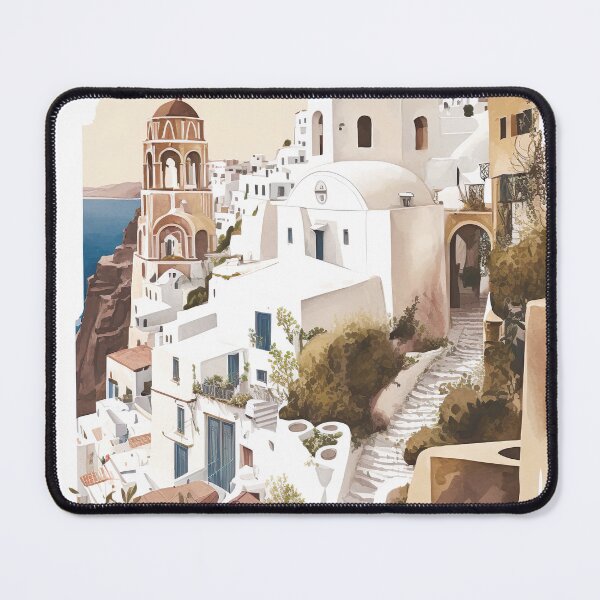 Item preview, Oia Santorini Greece Landscape Illustration designed and sold by unrealartwork.
