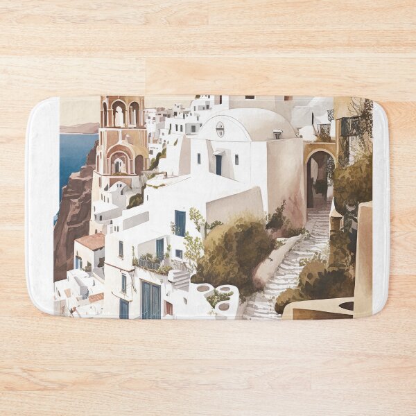 Item preview, Oia Santorini Greece Landscape Illustration designed and sold by unrealartwork.
