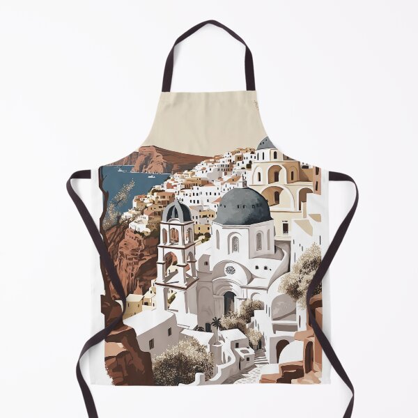 Item preview, Santorini Oia Greece Landscape Illustration designed and sold by unrealartwork.