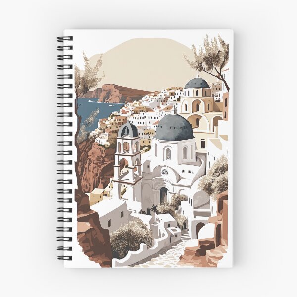 Item preview, Santorini Oia Greece Landscape Illustration designed and sold by unrealartwork.