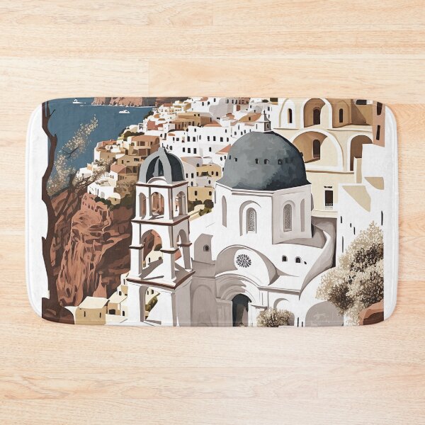Item preview, Santorini Oia Greece Landscape Illustration designed and sold by unrealartwork.