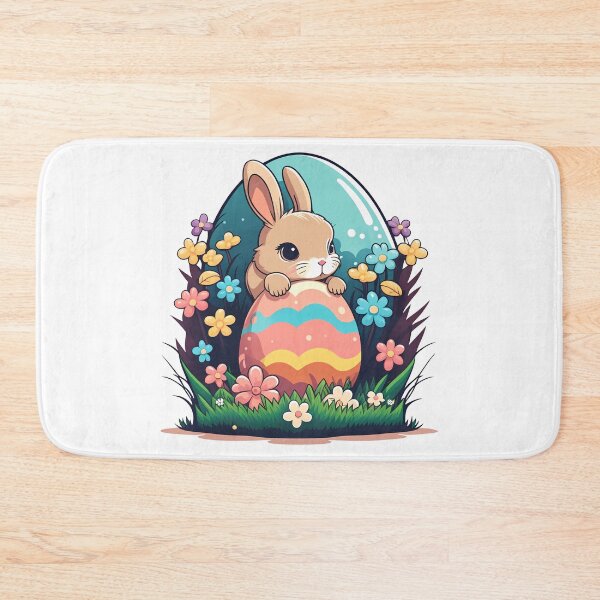 Item preview, Easter magic: cheerful bunny next to colorful eggs designed and sold by Melcu.