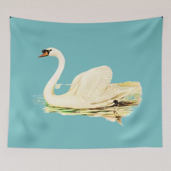 Item preview,  Mute Swan male (Cygnus olor) illustrated by the von Wright brothers on pink background. Digitally enhanced by WatermarkNZ Press) designed and sold by CristalleLisa.
