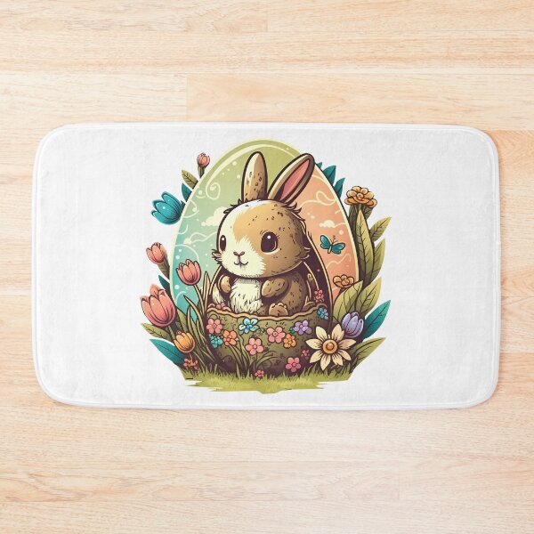 Item preview, Easter magic: cheerful bunny next to colorful eggs designed and sold by Melcu.