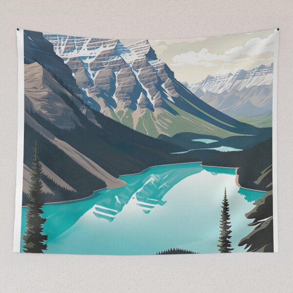 Item preview, Peyto Lake Canada Illustration Drawing designed and sold by unrealartwork.